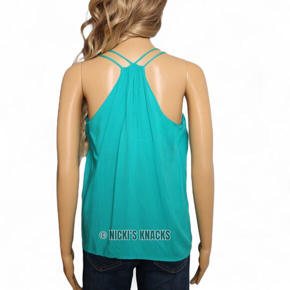 Bjewel Strappy Button Front Racerback Tank Top Turquoise Blue Swing Cami Size M - Picture 4 of 7